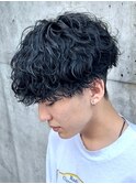 波巻きスパイラルパーママッシュショート無造作パーマ刈り上げ