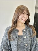 大人美人艶カラーベージュ小顔カット透明感レイヤーロング