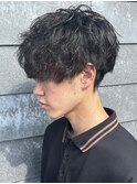 メンズマッシュセンターパートスパイラルパーマニュアンスパーマ