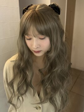 メゾンアクア 表参道(Maison ACQUA) ☆ブリーチなしダブルカラー透明感カラー オリーブベージュ ボブ