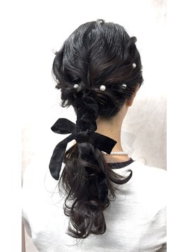 カームバイリコ 学芸大学(calm by liko) 編みおろし/お呼ばれヘアセット/リボンヘア/黒髪アレンジ