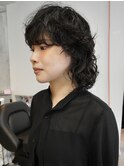 ウルフパーマ　ミディアムパーマ　ウルフヘア　ニュアンスパーマ