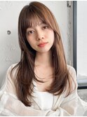 レイヤーカット顔まわりナチュラルブラウンカラー髪質改善