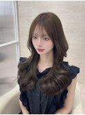 グレージュ/レイヤーカット/韓国/ブリーチなし/前髪/顔まわり