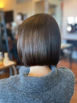 シェール(cher) 切りっぱなしボブ/ダークブラウン/艶髪