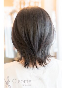 クレオメバイスーリール(Cleome by sourire) シースルーバング大人ガーリーミディアムレイヤーカット黒髪美髪