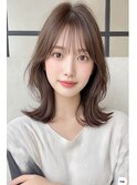 ミディアムレイヤーくびれヘアシースルーバング