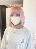 ホワイトピンク/ボブ/ダブルカラー/ケアブリーチ/ハイライト