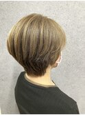 ショートボブ 白髪染めはがし 明るい白髪染め