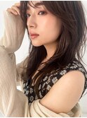 大人かわいい20代30代40代ミディアムレイヤー小顔前髪カット