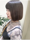 ボブ/切りっぱなし/透明感カラー/グレージュ