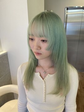 マーキー 名古屋栄(MARQUEE) ペールミントカラー+顔周りカット