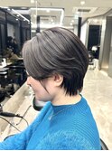 40代50代60代耳かけショート前髪なしハンサムショート白髪ぼかし