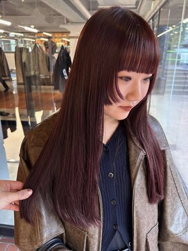 ノラ ヘアーサロン(NORA HAIR SALON) 【大久保】ブリーチなし春のチェリーレッドカラー顔まわりカット