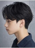 メンズマッシュショートナチュラル黒髪束感清潔感