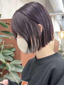 ノード(NODE) 栄ミニボブ透明感ベージュヘア