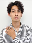 小顔効果◎メンズパーマ波巻きパーマ×センターパート韓国風