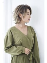 タヤ グランデュオ立川店(TAYA) 20代シースルーバングオリーブカラー外ハネミくびれミディ