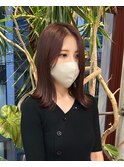 ラベンダーブラウンワンカラー透明感カラーくすみカラー艶髪ロブ