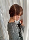 小顔見せショートベージュカラーブリーチしない透明感カラー