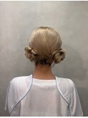 【お団子ツインスタイル】六本木/六本木駅/ヘアセット/早朝