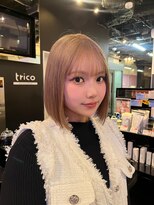 トリコ 梅田茶屋町店(trico) 切りっぱなしボブ × ハイトーンベージュ