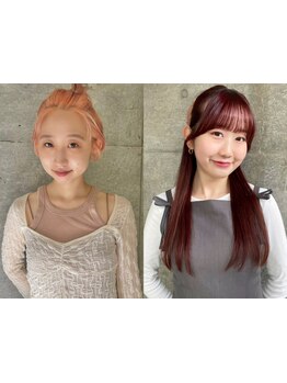 透明感たっぷりのやわらかくシアーなカラーが得意♪色落ち過程も可愛いハイトーンやデザインカラーも◎