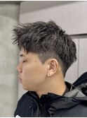 刈り上げアップバングスパイキーショートパーマスパイラルパーマ