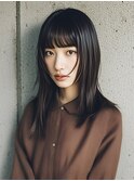 アンブレラカラーミディアムヘアショートカットセミロング50代