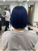 ベリーショート切りっぱなしボブ美髪ネイビーショート練馬所沢