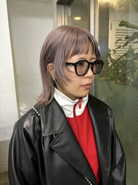 レコ 渋谷(LECO) ラベンダーベージュハイトーンカラーウルフカット