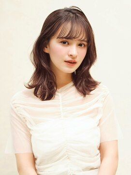 カナン 銀座(CANAAN) ピンクブラウン　くびれミディアムレイヤー　ワイドバング