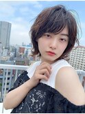 アンブレラカラー/こなれミディ/ウェーブパーマ/前髪/錦糸町