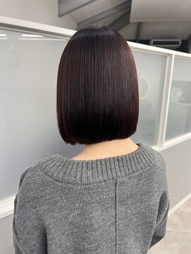 【金沢】髪質改善ストレートで作る内巻きボブ×ワインレッド
