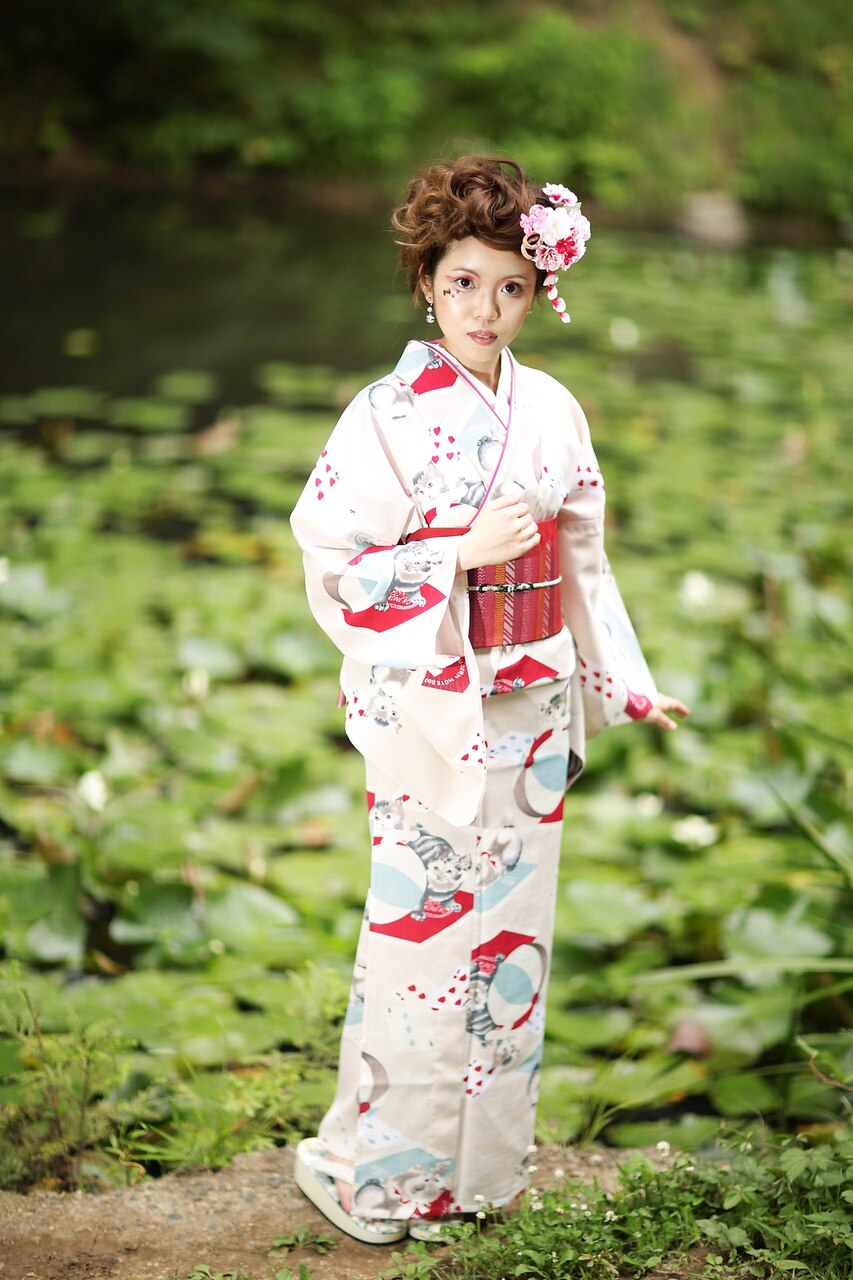 ふりふ 浴衣 帯 兵児帯セット 猫 トランプ