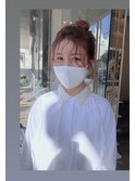 マスクアレンジ　ゆるっとお団子ヘアスタイル