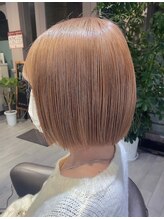 ヘアアンドビューティー ミック(Hair & Beauty miq) ミルクティーベージュ×切りっぱなしボブ