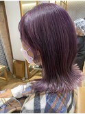 鎖骨ミディアムボブ×ピンクパープルカラー　【中田】