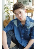 刈り上げツーブロックショート×束感アップバンク 30代/40代