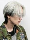 メンズハイトーンウルフブリーチカラーツーブロック