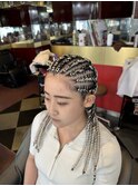 コーンロウ10本 エクステ有 特殊ヘア