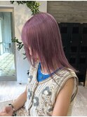ピンクラベンダー暖色カラーダブルカラーケアブリーチハイトーン