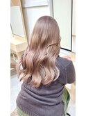ミルクティーベージュカラーレイヤー韓国風グレージュピンクボブ