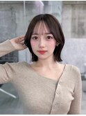 美髪韓国レイヤーイメチェン似合わせチェリーブラウンミニウルフ
