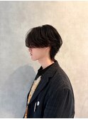 刈り上げセンターパートフェザーパーマツーブロックメンズカット