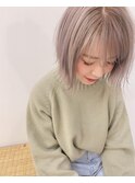 外ハネ切りっぱなし小顔ボブピンクベージュ[名駅/名古屋駅前]