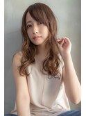 大人かわいい前髪セシルカットココアブラウンフリンジウェーブ