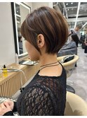 大人可愛い20代30代40代黒髪前下がりショートボブ丸みショート◎