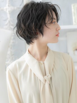 モッズヘア 越谷(mod's hair) 大人かわいい黒髪ウェットヘア束感ショートh3越谷20代30代40代