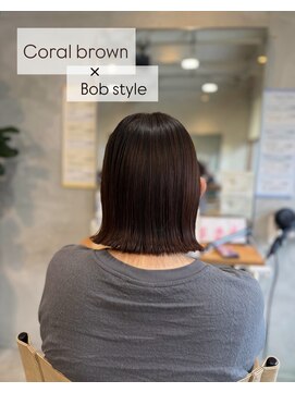 ティーズピーク(ty s peak) 【cut+color+treatment】 ボブスタイル × コーラルブラウン